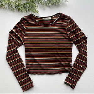 Striped Long Sleeve Crop Top